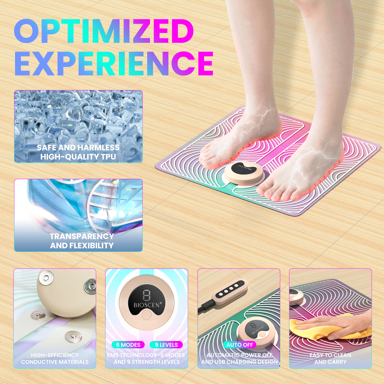 Electronic Nerve Stimulator, EMS Foot Massager for Muscle Relaxation, LCD Display Screen,Back & Legs Massager