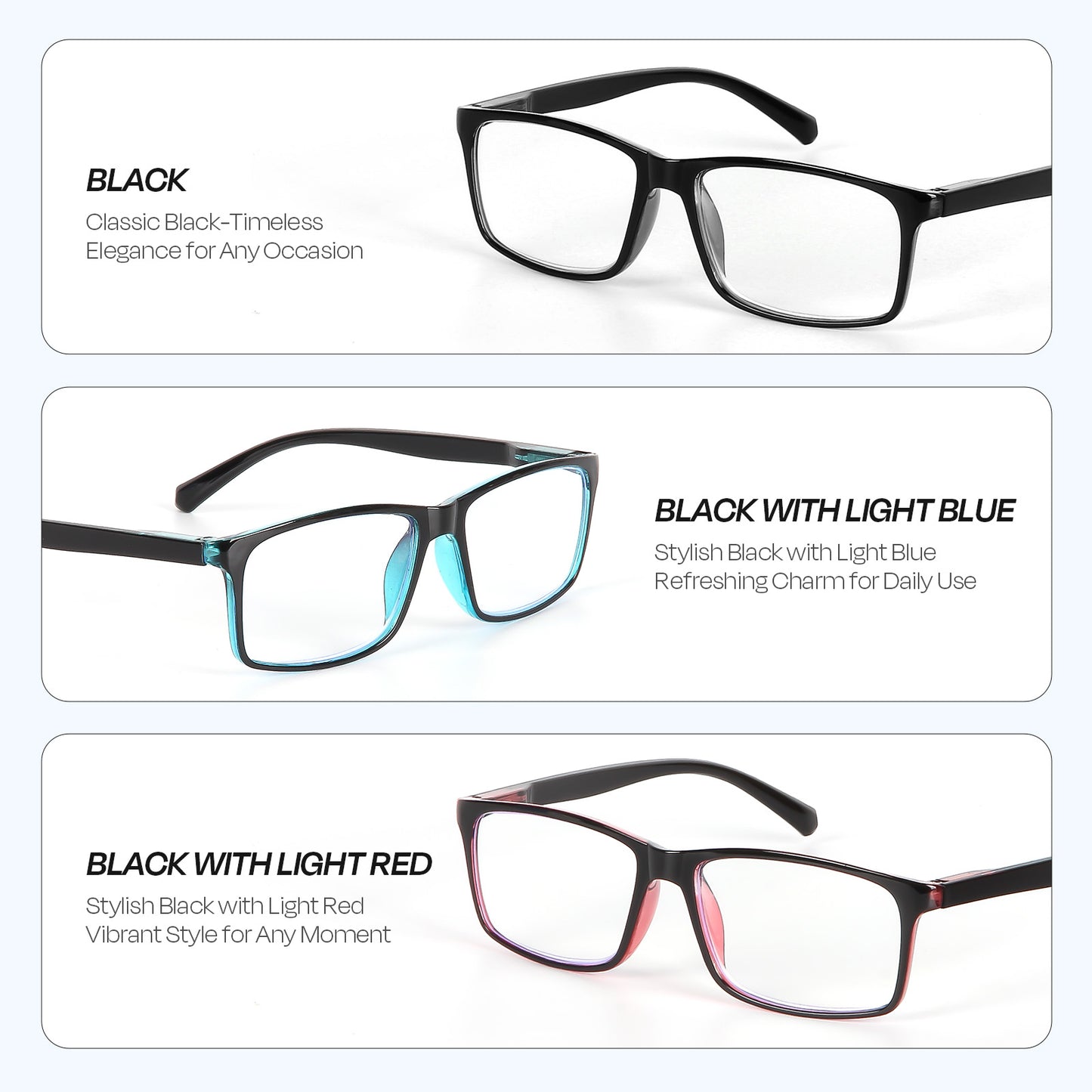 Reading Glasses 3 Pairs Fashion Readers Spring Hinge with Pattern Print Eyeglasses for Men&Women, Mix Color