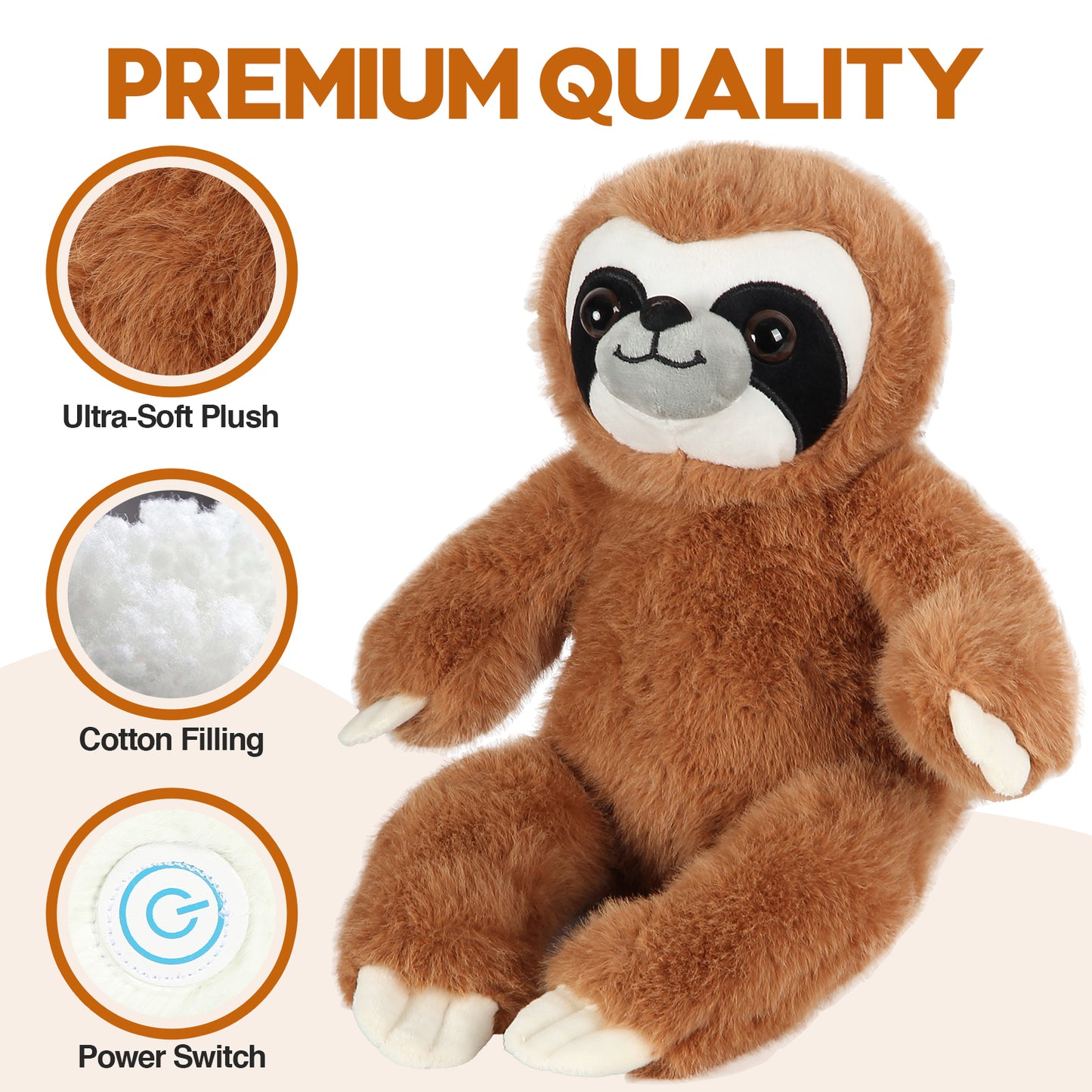 Huggable Massager, Adorable Plush Vibrating Animal for Soothing Comfort - Soft Cuddly Stress Relief Companion, Portable Travel Gift - Sloth