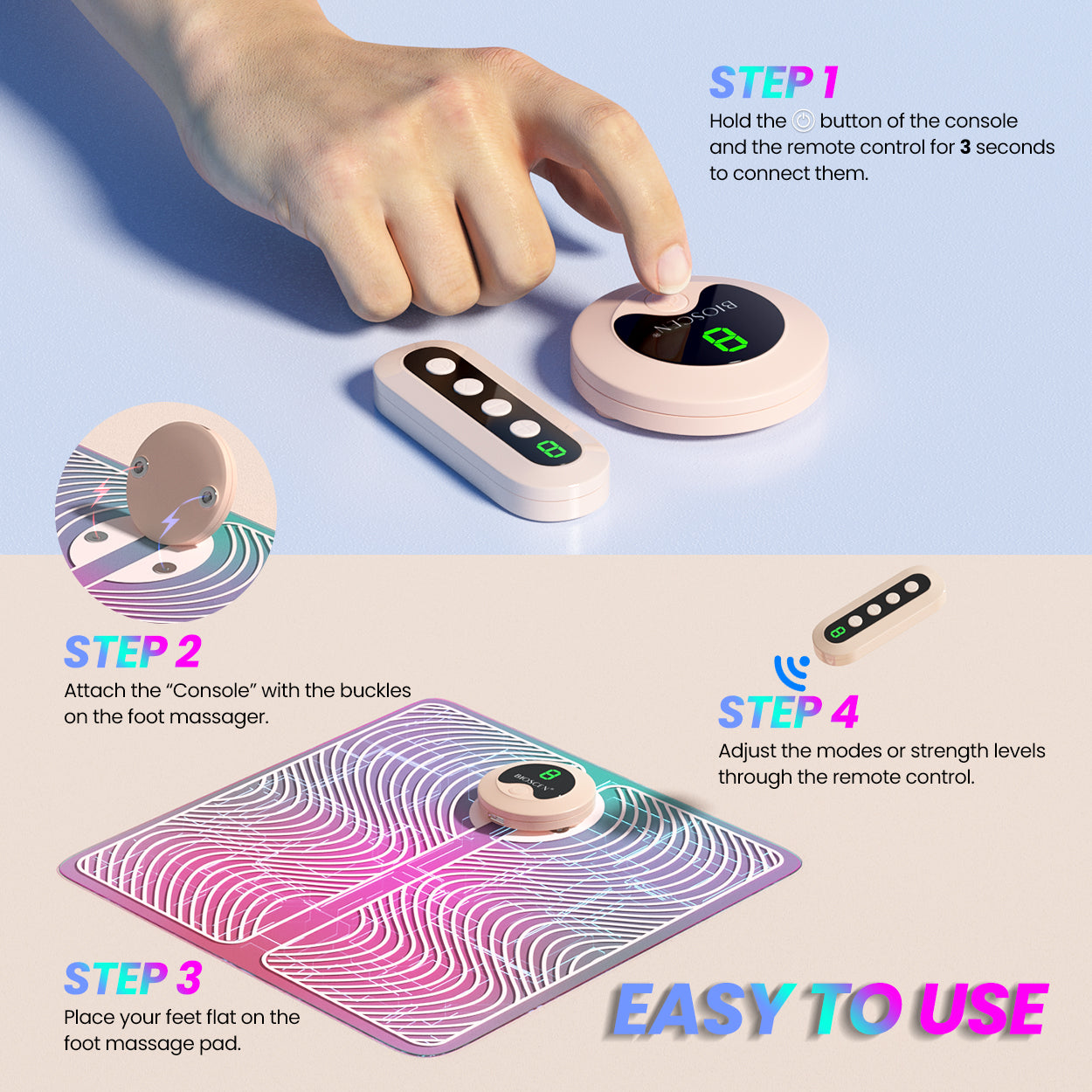 Electronic Nerve Stimulator, EMS Foot Massager for Muscle Relaxation, LCD Display Screen,Back & Legs Massager