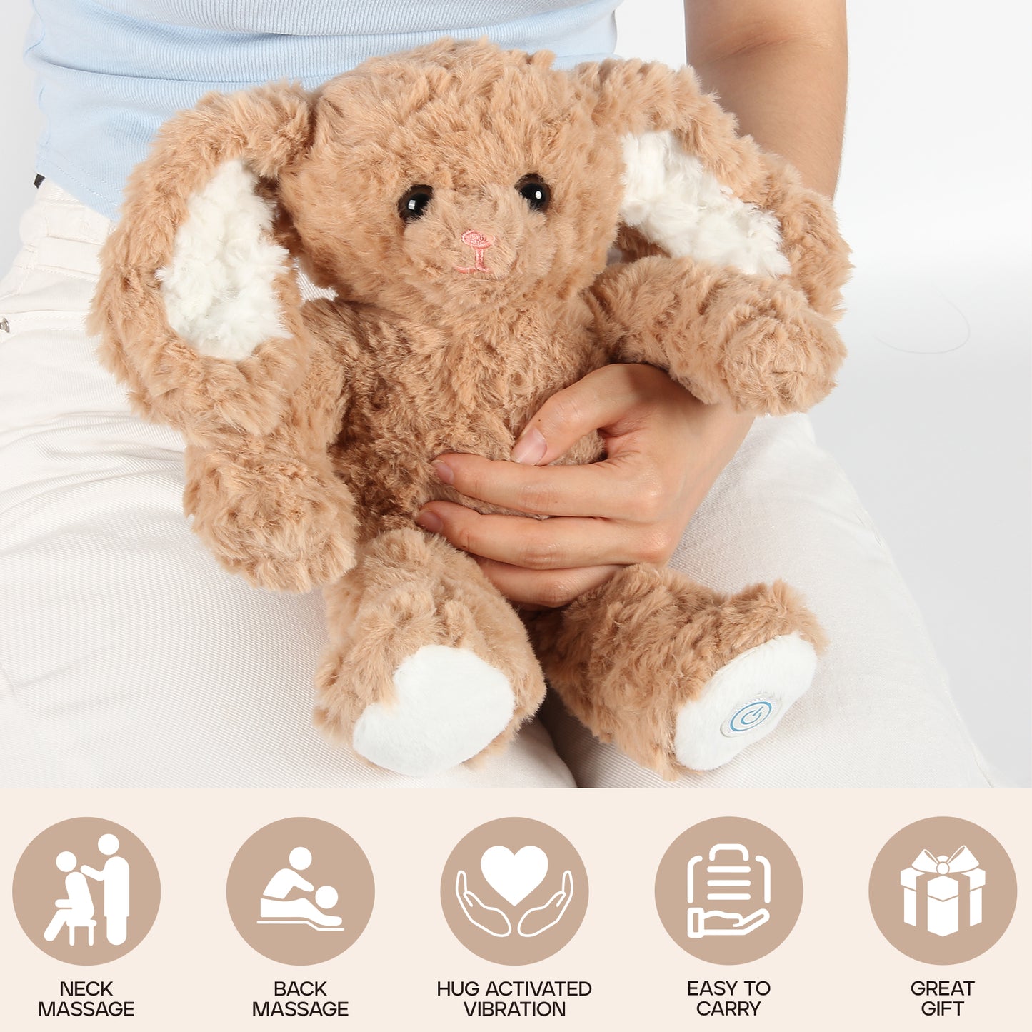 Huggable Massager - Plush Cat Shaped Vibrating Messager for Relaxing Comfort & Cuddles, Soft Portable Travel Companion, Great Gift-Rabbit