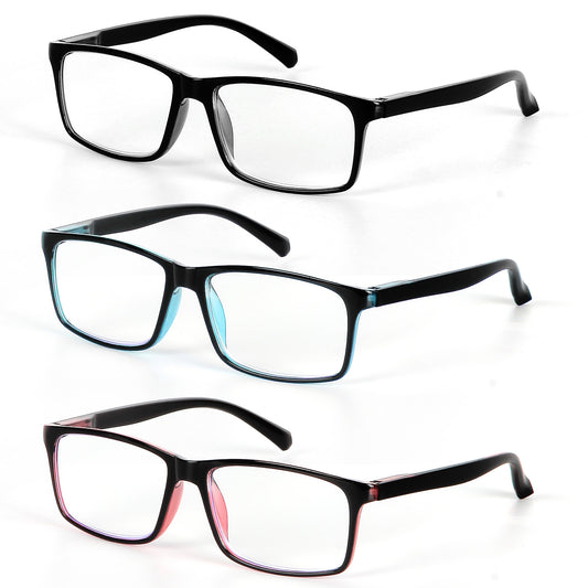 Reading Glasses 3 Pairs Fashion Readers Spring Hinge with Pattern Print Eyeglasses for Men&Women, Mix Color