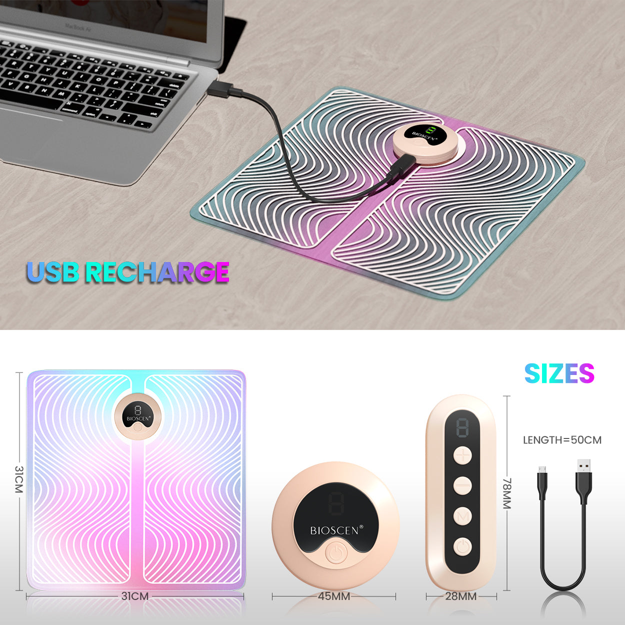 Electronic Nerve Stimulator, EMS Foot Massager for Muscle Relaxation, LCD Display Screen,Back & Legs Massager