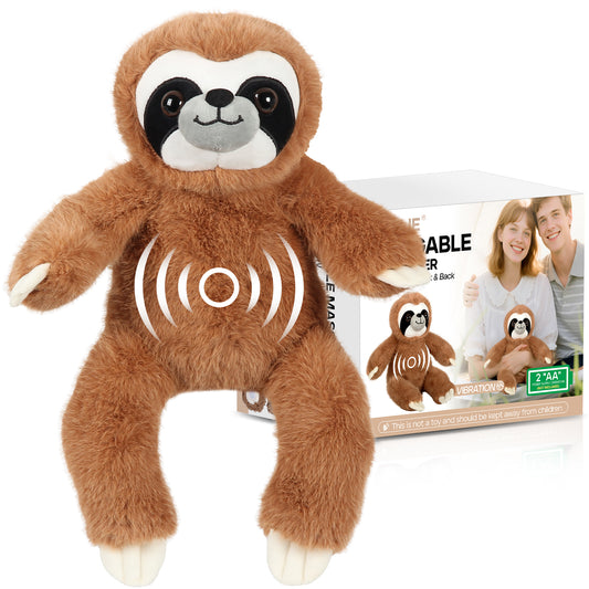 Huggable Massager, Adorable Plush Vibrating Animal for Soothing Comfort - Soft Cuddly Stress Relief Companion, Portable Travel Gift - Sloth