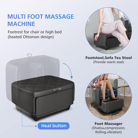 2 in 1 Foot Massager Machine,Shiatsu Foot and Calf Massager with Heat
