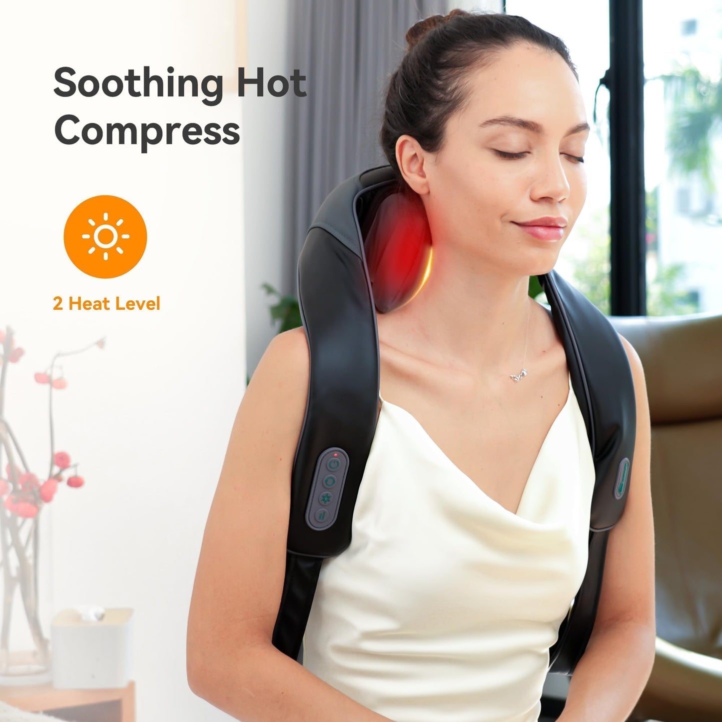 Cordless Neck Shoulder Massager with Soothing Heat, Upgarded 4D Deep Tissue Kneading