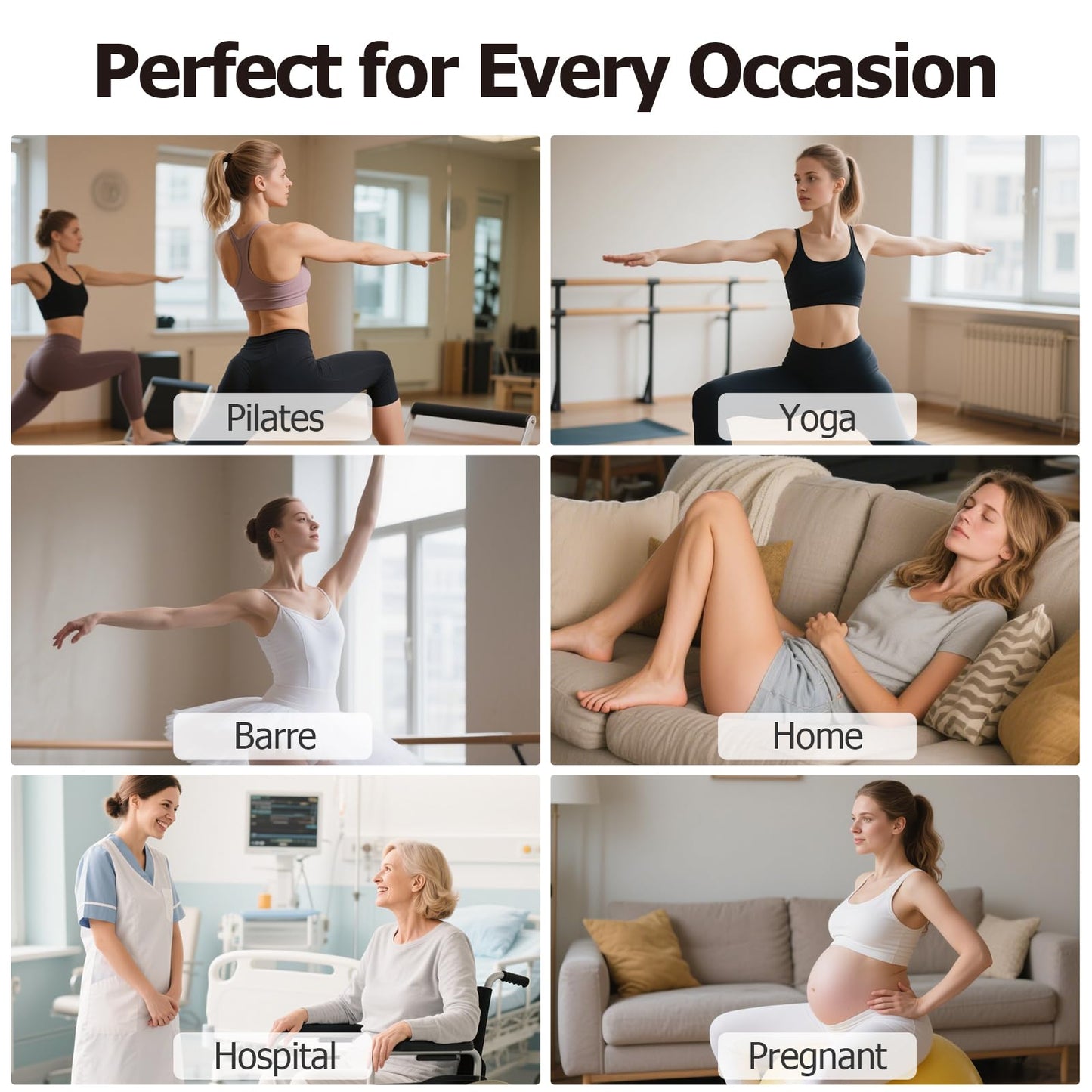 Yoga Socks with Grips for Women - Non Slip Pilates Socks with Grippers on Bottom, Grippy & non skid Barre Hospital