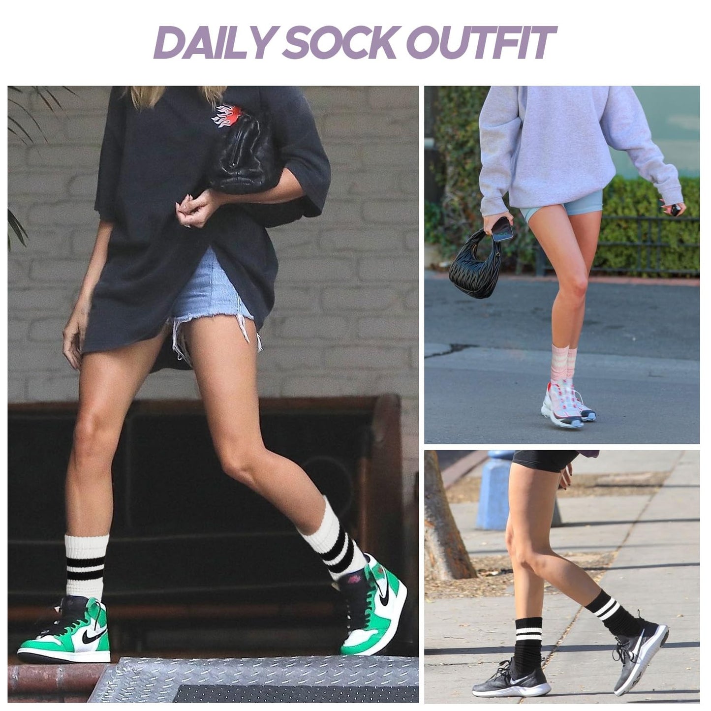 Pilates Socks with Grips for Women, Crew Slouch Slouchy Yoga for Barre Workout Hospital Long Scrunch Slipper Socks