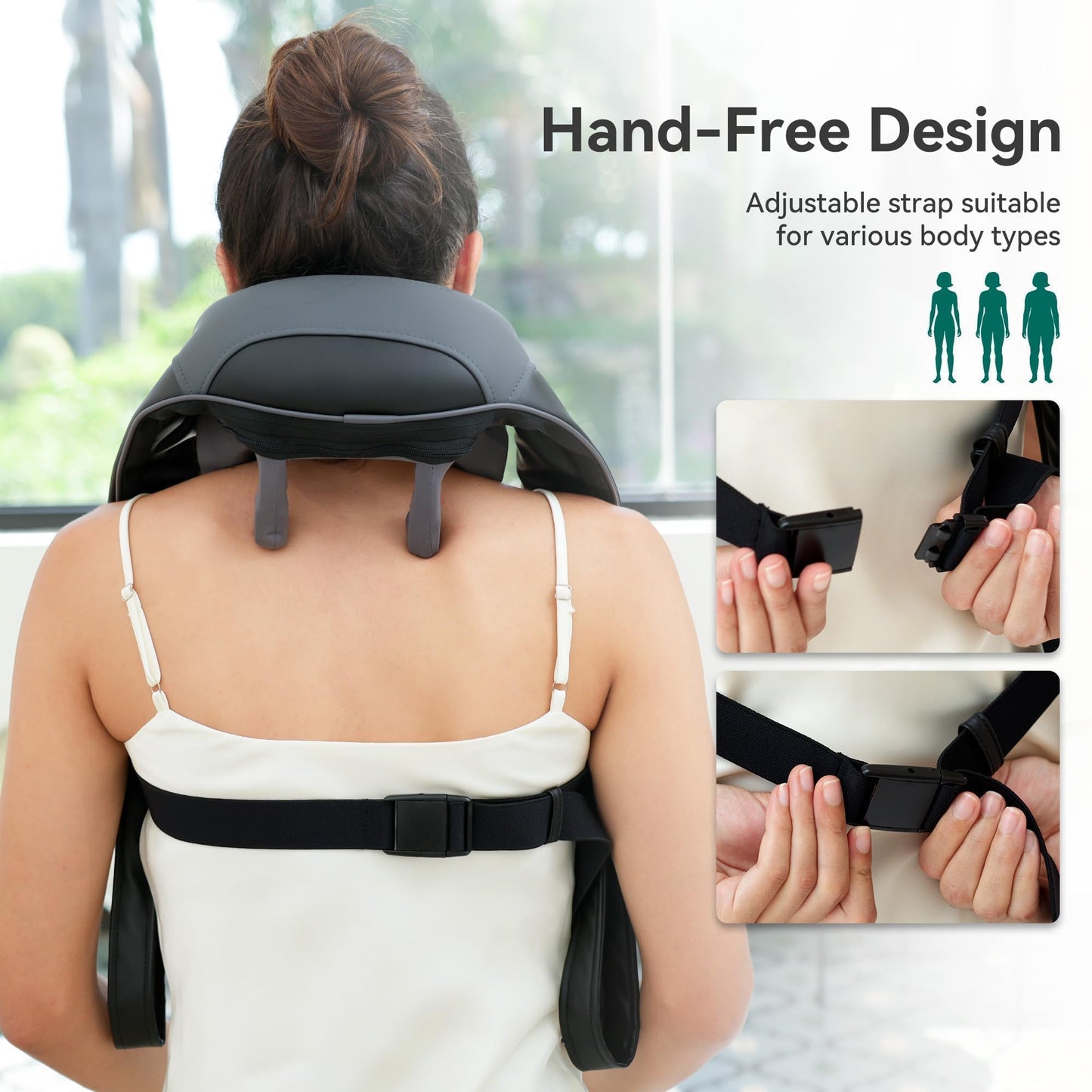 Cordless Neck Shoulder Massager with Soothing Heat, Upgarded 4D Deep Tissue Kneading