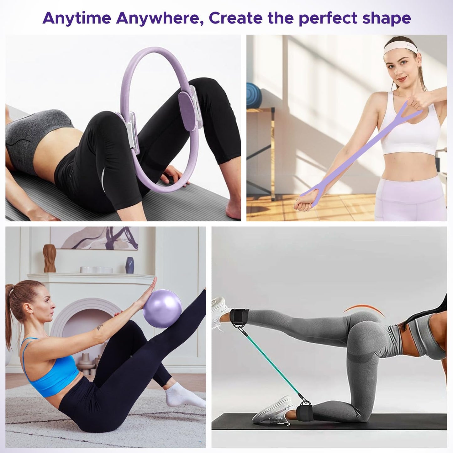 Pilates Ring Kit for Women, Pilates Equipment Accessories, Home Workout Set with Magic Circle, Mini Exercise Ball, Ankle Resistance Bands & Yoga Socks, for Fitness, Toning & Better Me Gifts
