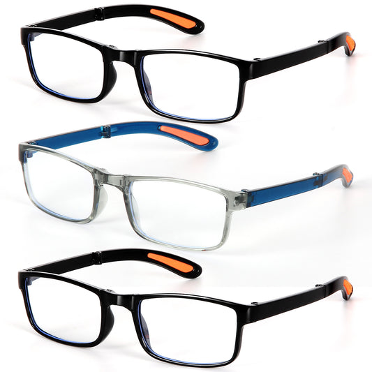 3 Pack Reading Glasses for Men&Women, Eyeglasses,Foldable Fashion Readers Spring Hinge with Pattern Print Eyeglasses, Computer Eye Glasses