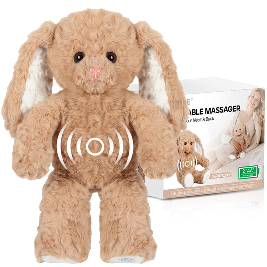 Huggable Massager - Plush Cat Shaped Vibrating Messager for Relaxing Comfort & Cuddles, Soft Portable Travel Companion, Great Gift-Rabbit