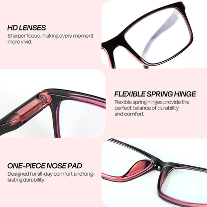 Reading Glasses 3 Pairs Fashion Readers Spring Hinge with Pattern Print Eyeglasses for Men&Women, Mix Color