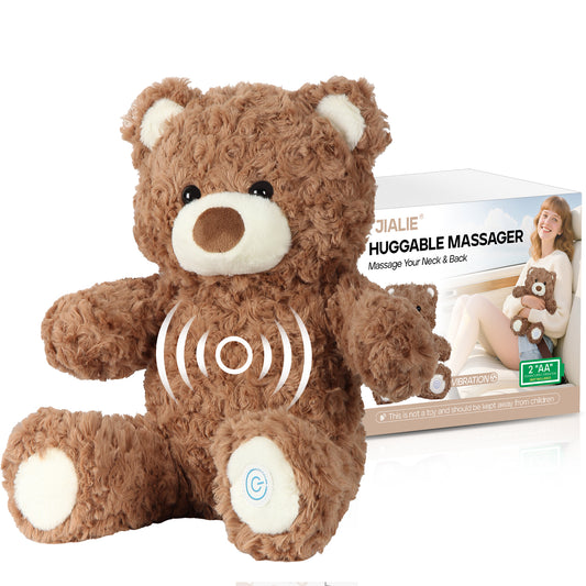 Huggable Massager, Soft Plush Vibrating Animal Friend for Comfort & Relaxation, Cuddly Portable Travel Buddy, Perfect Gift Idea - Bear