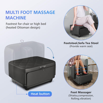 2 in 1 Foot Massager Machine,Shiatsu Foot and Calf Massager with Heat