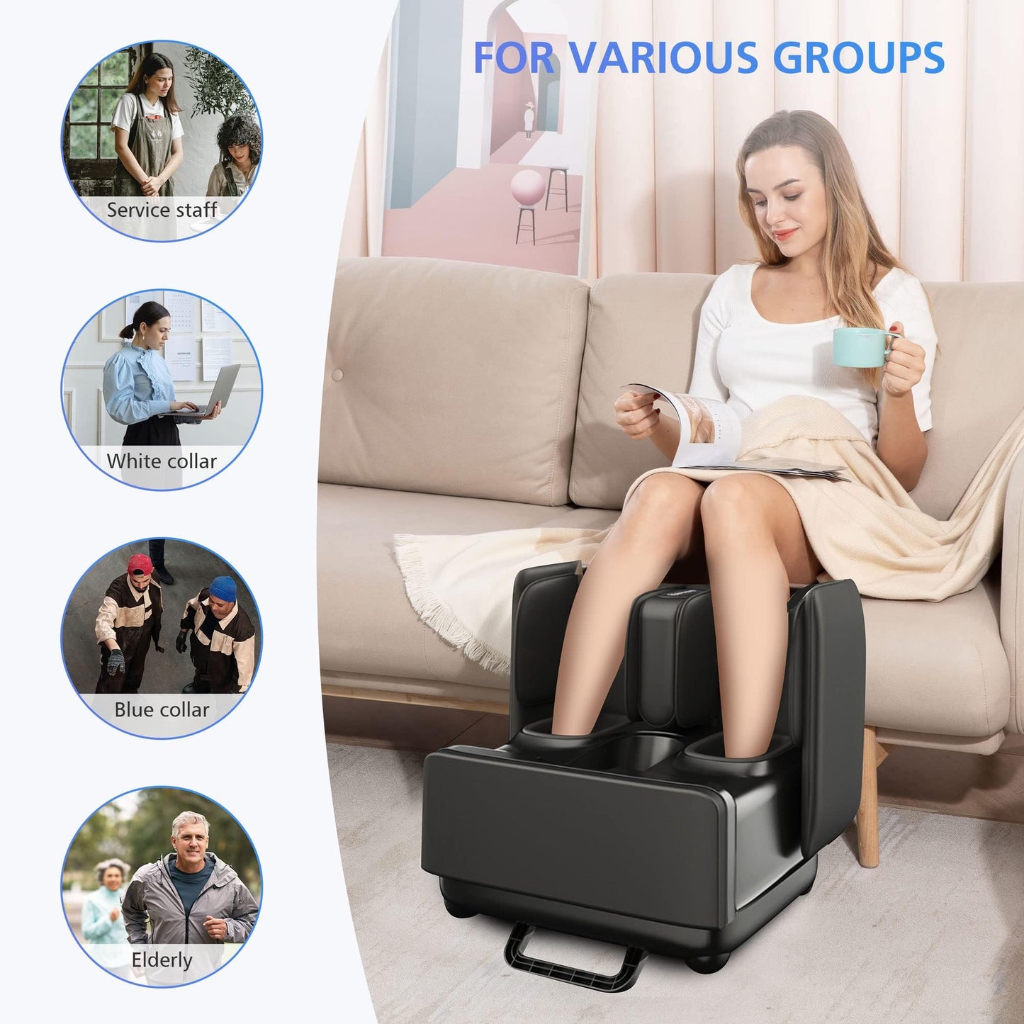 2 in 1 Foot Massager Machine,Shiatsu Foot and Calf Massager with Heat